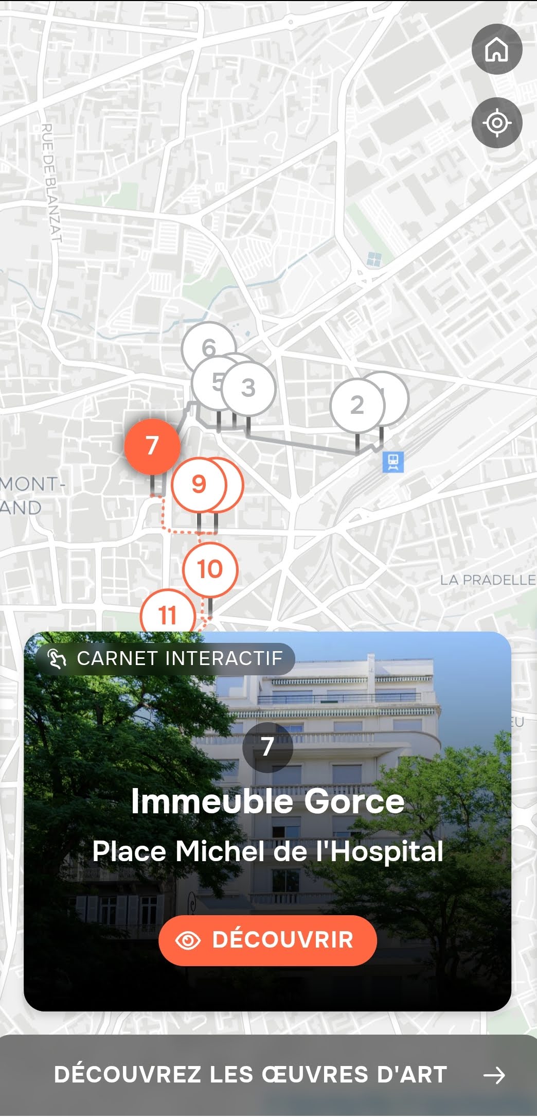 Le parcours de la visite guidée Archistoire de Clermont-Ferrand
