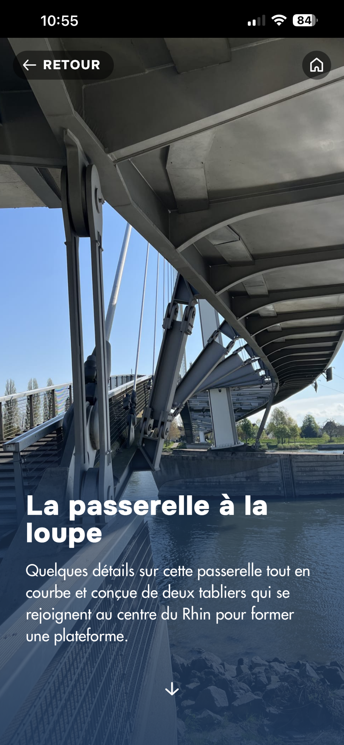 Capture d'écran de la passerelle des Deux Rives